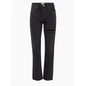 Agolde Lana Slice Straight Leg Jeans Faded Black Organic Cotton 30 aritzia